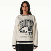 Seattle Seahawks The Wild Collective Women's Oversized Vintage French Terry Sweatshirt Cream | NFL