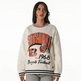 Cincinnati Bengals The Wild Collective Women's Oversized Vintage French Terry Sweatshirt Cream | NFL