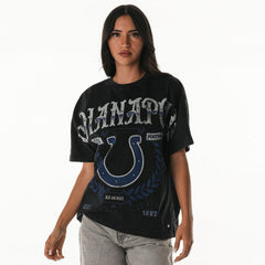Indianapolis Colts The Wild Collective Women's Laurel Premium Baggy Dolman T-Shirt Black | NFL