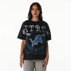 Detroit Lions The Wild Collective Women's Oversized Laurel Graphic Dolman T-Shirt Black | NFL
