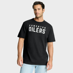 Edmonton Oilers Fanatics Play Distressed Wordmark Stadium Slub T-Shirt - Black - NHL