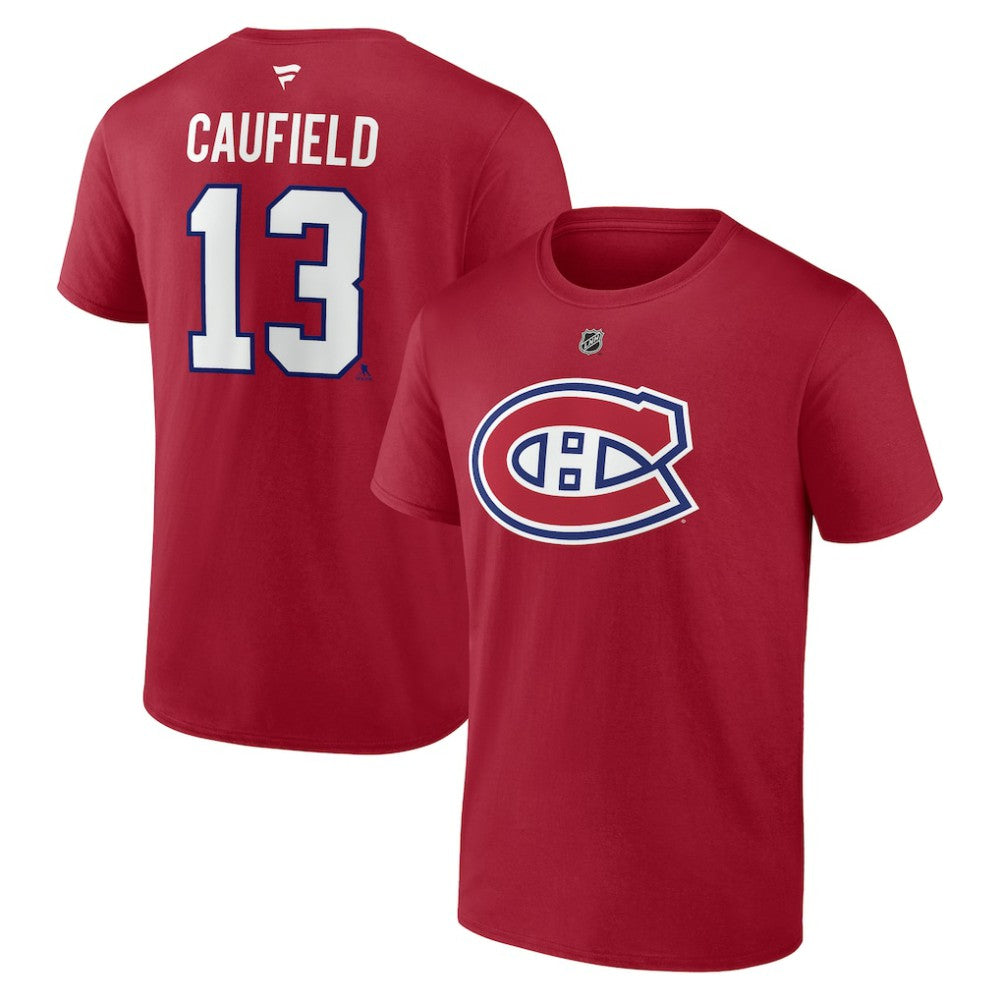 Cole Caufield Montreal Canadiens Fanatics Authentic Stack Name & Number T-Shirt - Red - NHL