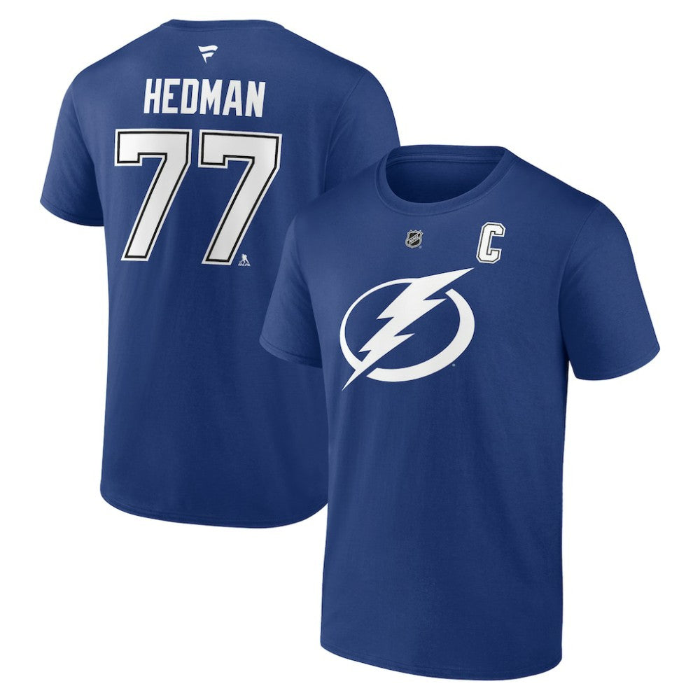 Victor Hedman Tampa Bay Lightning Fanatics Authentic Stack Name & Number T-Shirt - Blue - NHL