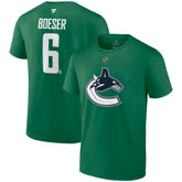 Brock Boeser Vancouver Canucks Fanatics Authentic Stack Name & Number T-Shirt - Green - NHL