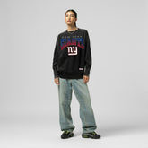 New York Giants Women's Delineate Mineral Wash Crewneck Sweatshirt Black | Mitchell & Ness