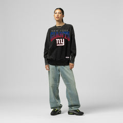 New York Giants Women's Delineate Mineral Wash Crewneck Sweatshirt Black | Mitchell & Ness