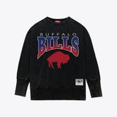 Buffalo Bills Women's Delineate Mineral Wash Crewneck Sweatshirt Black | Mitchell & Ness
