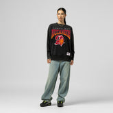 Tampa Bay Buccaneers Women's Delineate Mineral Wash Crewneck Sweatshirt Black | Mitchell & Ness