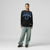 Indianapolis Colts Women's Delineate Mineral Wash Crewneck Sweatshirt Black | Mitchell & Ness