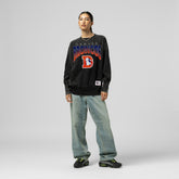 Denver Broncos Women's Delineate Mineral Wash Crewneck Sweatshirt Black | Mitchell & Ness