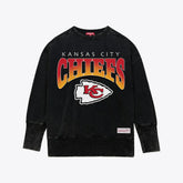 Kansas City Chiefs Women's Delineate Mineral Wash Crewneck Sweatshirt Black | Mitchell & Ness