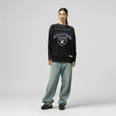 Las Vegas Raiders Women's Delineate Mineral Wash Crewneck Sweatshirt Black | Mitchell & Ness