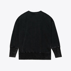 Detroit Lions Women's Delineate Mineral Wash Crewneck Sweatshirt Black | Mitchell & Ness