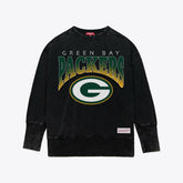 Green Bay Packers Women's Delineate Mineral Wash Crewneck Sweatshirt Black | Mitchell & Ness