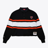 Chicago Bears Women's Cropped Long Sleeve Rugby Polo Black | Mitchell & Ness