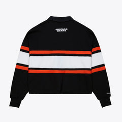 Chicago Bears Women's Cropped Long Sleeve Rugby Polo Black | Mitchell & Ness