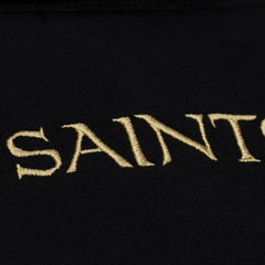 New Orleans Saints Women's Cropped Long Sleeve Rugby Polo Black | Mitchell & Ness