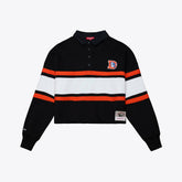 Denver Broncos Women's Throwback Cropped Long Sleeve Rugby Polo Black | Mitchell & Ness