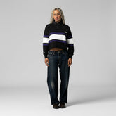 Baltimore Ravens Women's Cropped Long Sleeve Rugby Polo Black | Mitchell & Ness