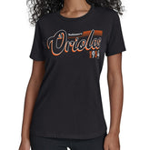 Baltimore Orioles Starter Women's Groovy Script Team Fitted T-Shirt - MLB