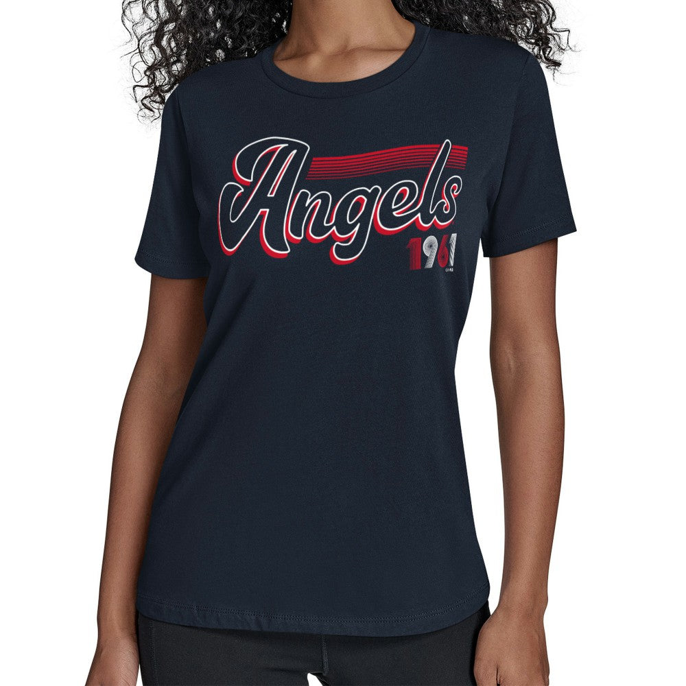 Los Angeles Angels Starter Women's Groovy Script Team Fitted T-Shirt - MLB