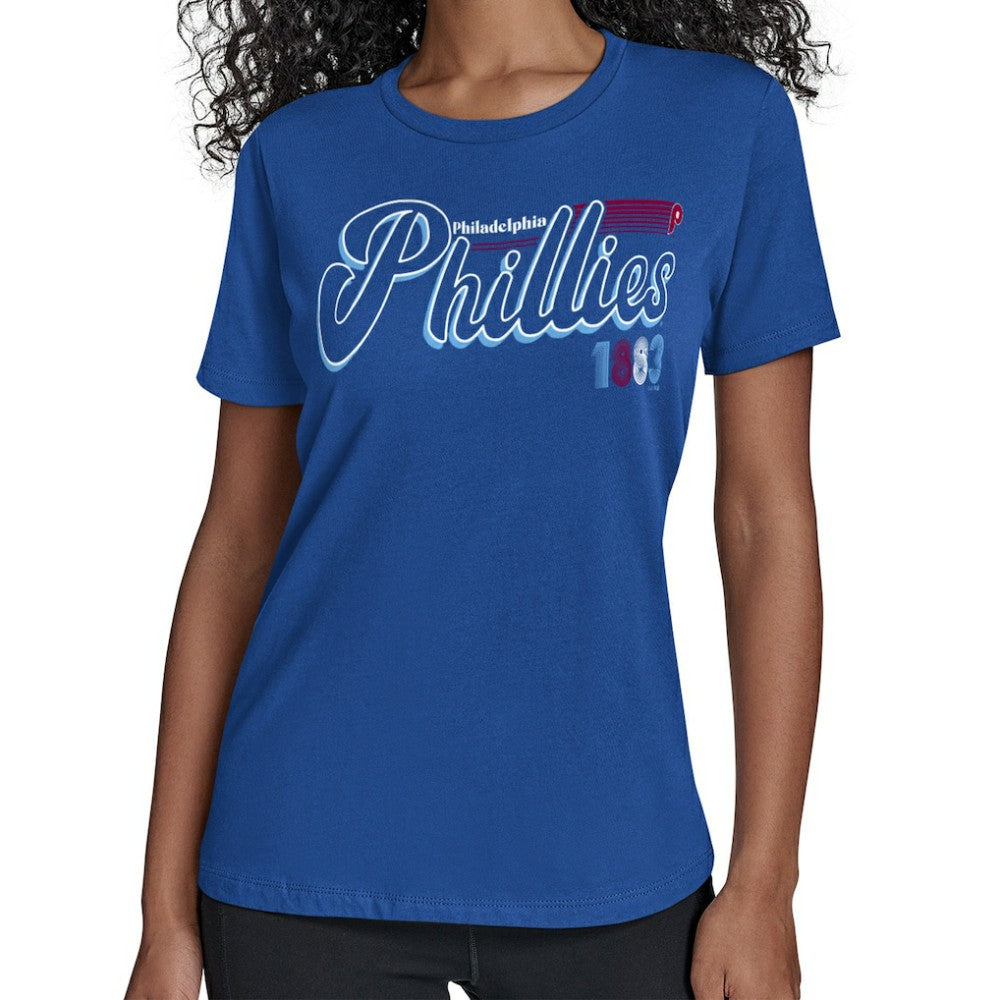 Philadelphia Phillies Starter Women's Groovy Script Team Fitted T-Shirt - MLB