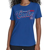 Chicago Cubs Starter Women's Groovy Script Team Fitted T-Shirt - MLB