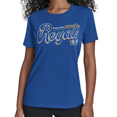 Kansas City Royals Starter Women's Groovy Script Team Fitted T-Shirt - MLB