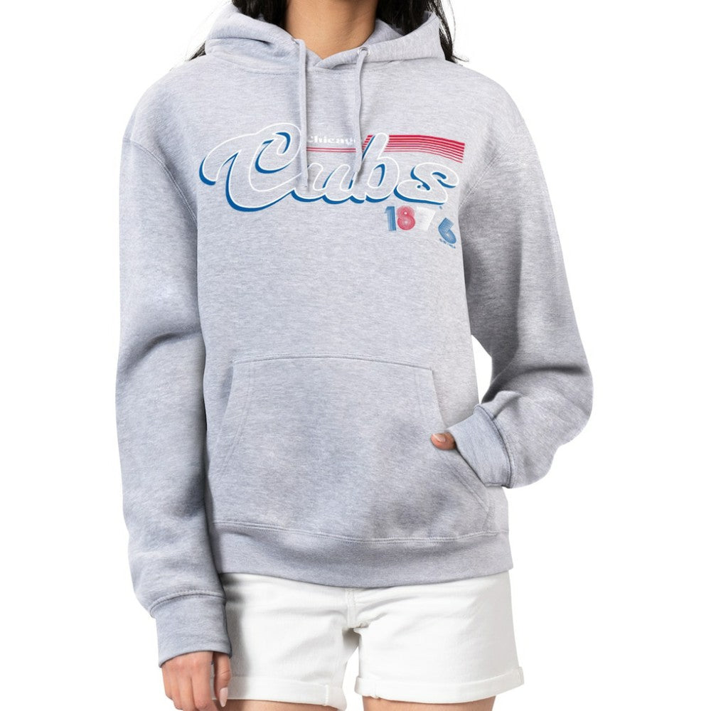 Chicago Cubs Starter Women's Groovy Script Team Fleece Pullover Hoodie - MLB