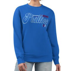 Philadelphia Phillies Starter Women's Groovy Script Team Fleece Pullover Sweatshirt - MLB