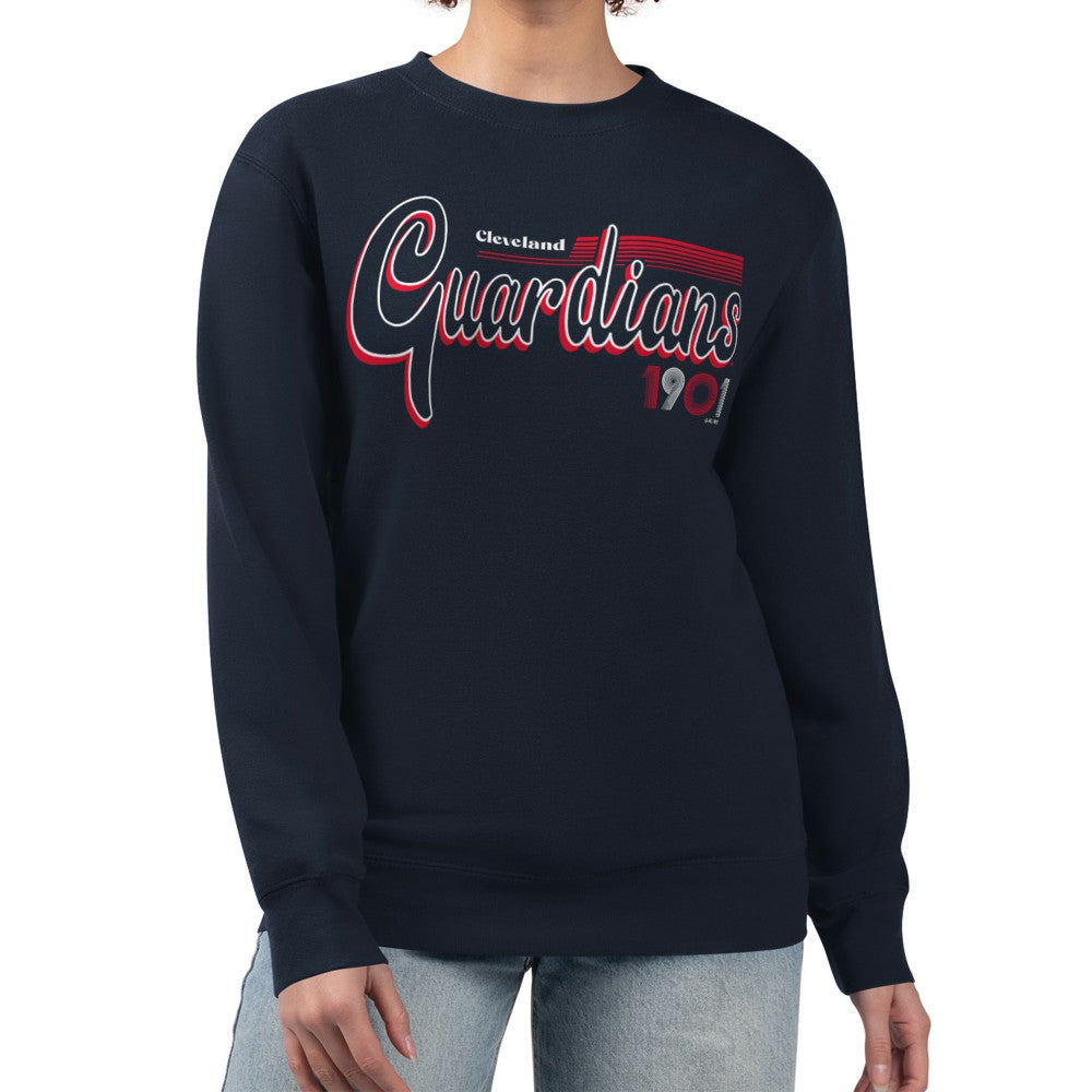 Cleveland Guardians Starter Women's Groovy Script Team Fleece Pullover Sweatshirt - MLB