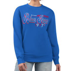 Toronto Blue Jays Starter Women's Groovy Script Team Fleece Pullover Sweatshirt - MLB