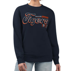 Detroit Tigers Starter Women's Groovy Script Team Fleece Pullover Sweatshirt - MLB