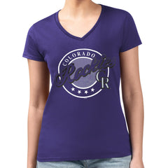 Colorado Rockies G-III 4Her by Carl Banks Women's Super-Slim Fit Lightweight Pinstripe Circle V-Neck T-Shirt - MLB