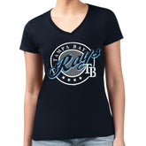 Tampa Bay Rays G-III 4Her by Carl Banks Women's Super-Slim Fit Lightweight Pinstripe Circle V-Neck T-Shirt - MLB