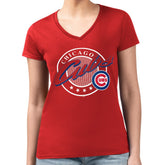 Chicago Cubs G-III 4Her by Carl Banks Women's Super-Slim Fit Lightweight Pinstripe Circle V-Neck T-Shirt - MLB