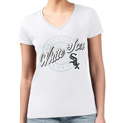 Chicago White Sox G-III 4Her by Carl Banks Women's Super-Slim Fit Lightweight Pinstripe Circle V-Neck T-Shirt - MLB