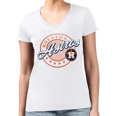 Houston Astros G-III 4Her by Carl Banks Women's Super-Slim Fit Lightweight Pinstripe Circle V-Neck T-Shirt - MLB