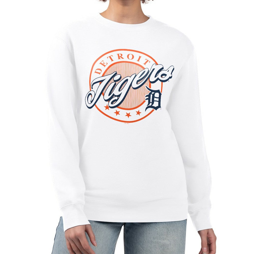 Detroit Tigers G-III 4Her by Carl Banks Women's Pinstripe Circle Team Fleece Pullover Sweatshirt - MLB