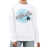 Miami Marlins G-III 4Her by Carl Banks Women's Pinstripe Circle Team Fleece Pullover Sweatshirt - MLB