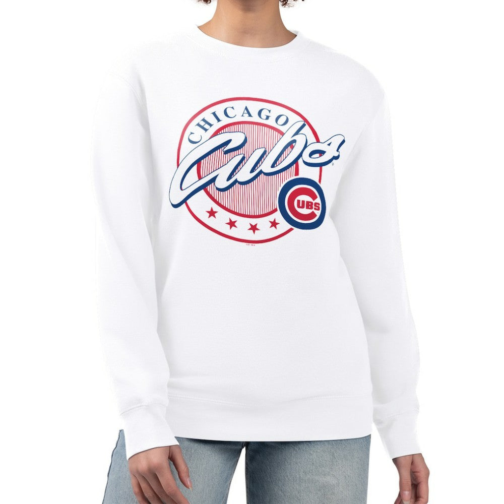 Chicago Cubs G-III 4Her by Carl Banks Women's Pinstripe Circle Team Fleece Pullover Sweatshirt - MLB