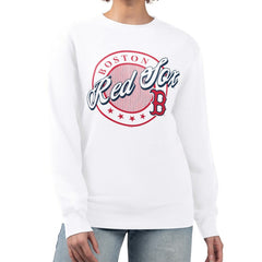 Boston Red Sox G-III 4Her by Carl Banks Women's Pinstripe Circle Team Fleece Pullover Sweatshirt - MLB