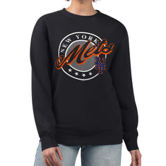 New York Mets G-III 4Her by Carl Banks Women's Pinstripe Circle Team Fleece Pullover Sweatshirt - MLB