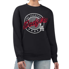 Los Angeles Dodgers G-III 4Her by Carl Banks Women's Pinstripe Circle Team Fleece Pullover Sweatshirt - MLB