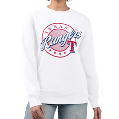 Texas Rangers G-III 4Her by Carl Banks Women's Pinstripe Circle Team Fleece Pullover Sweatshirt - MLB