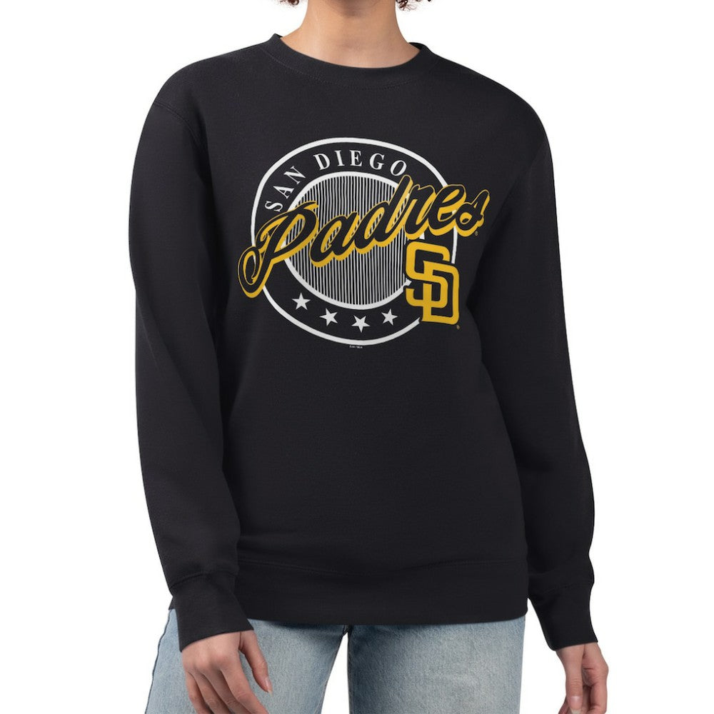 San Diego Padres G-III 4Her by Carl Banks Women's Pinstripe Circle Team Fleece Pullover Sweatshirt - MLB