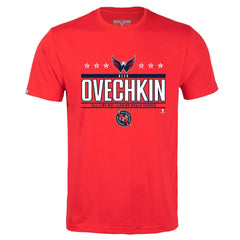 Alexander Ovechkin Washington Capitals Levelwear NHL All-Time Leading Goal Scorer Milestone Stars Name & Number Richmond T-Shirt - Red - NHL