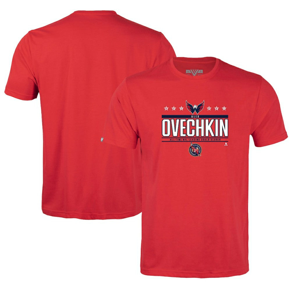 Alexander Ovechkin Washington Capitals Levelwear Youth NHL All-Time Leading Goal Scorer Milestone Stars Name & Number Little Richmond T-Shirt - Red - NHL