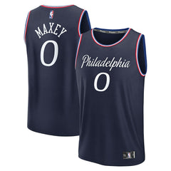 Tyrese Maxey Philadelphia 76ers Youth 2025/26 City Edition Fast Break Jersey Navy - NBA