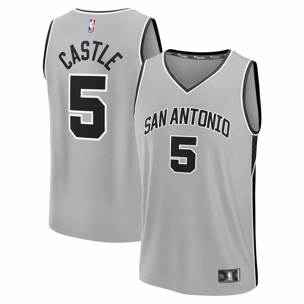 Stephon Castle San Antonio Spurs Youth Fast Break Jersey Statement Edition Silver - NBA